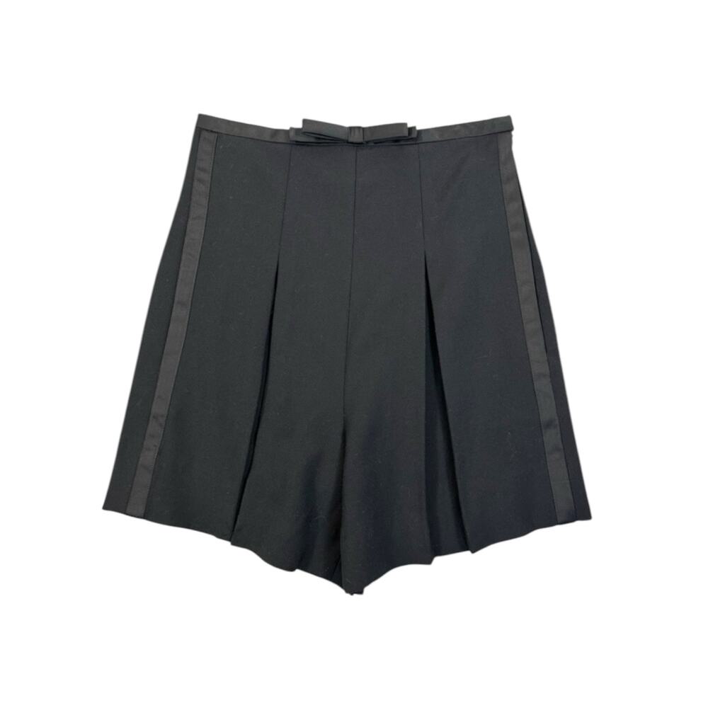 Vintage Anthropologie Elevenses Black Bow High Waist Dapper Tuxedo Shorts Size 6